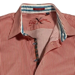 Robert Graham Pietro Red Stripe Contemporary Fit Button Front Shirt Mens XL - Picture 1 of 13