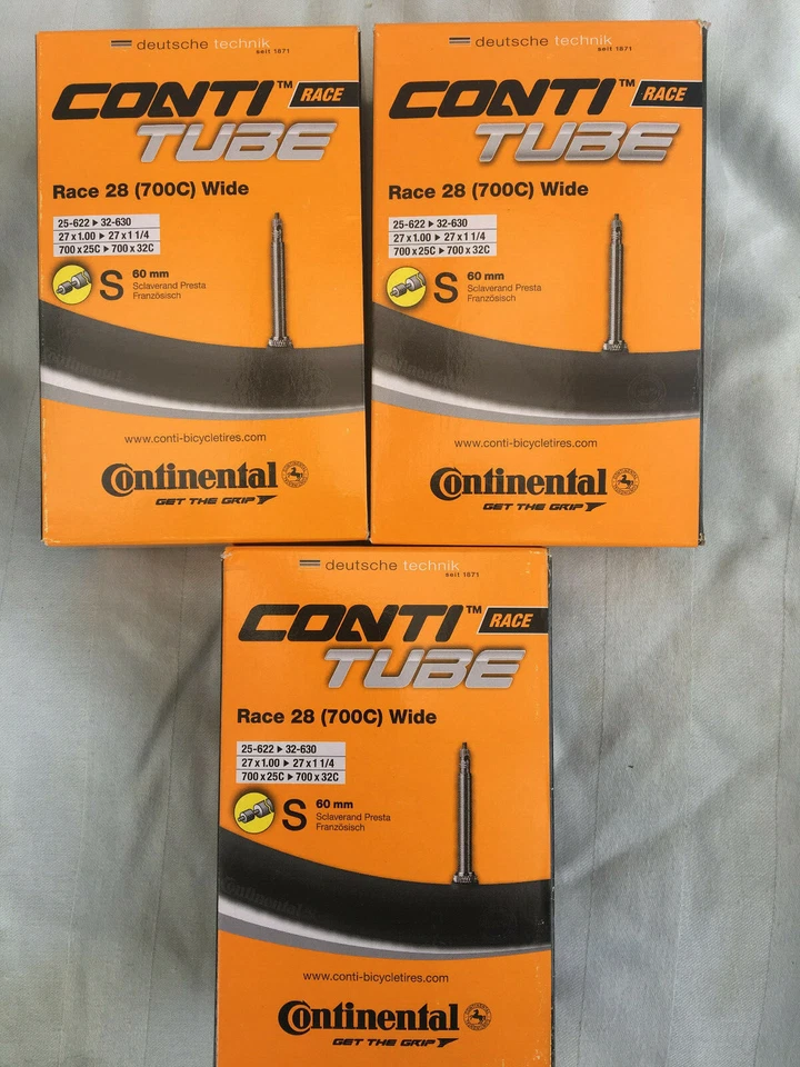 Continental Race 28 Wide Road Bike Tubes 700C 25-32mm 60mm Valve 3 Pack *New* - image 1 of 1