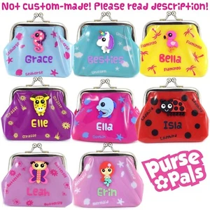 Girls Personalised Name Kids Animal Character Small Clasp Plastic PVC Coin Purse - Picture 1 of 150