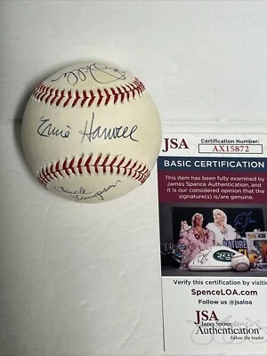 Thompson Harwell Miller Autographed Baseball MLB OAL O’s HOF Broadcasters JSA - Image 1 of 4