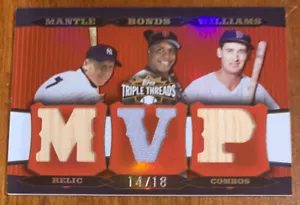 Mickey MANTLE Ted WILLIAMS BONDS 2006 Topps Dreifachfäden Dreifachrelikt 14/18 - Bild 1 von 2