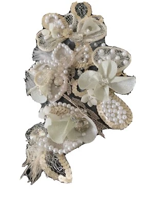 Bridal Hair Piece Hand Made With Pearls & Sequins - Image 1 of 4