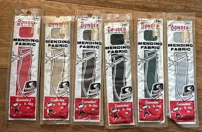 Set of 6 Colors Vintage Bondex Iron On Stay On Fabric Mending  1.25"x72" - Image 1 of 4