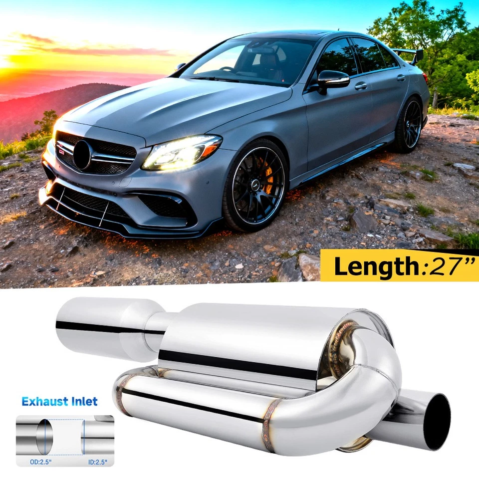 Глушитель с двойной петлей для Mercedes-Benz C300 C63 AMG 2,5 дюйма впуск 4 дюйма выход - Изображение 1 из 4