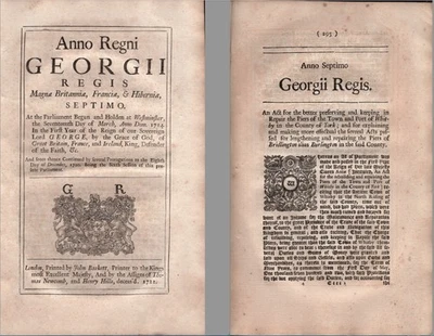 Yorkshire Repairing the Piers of Whitby & Bridlington 1720 King George I Act - Image 1 of 3