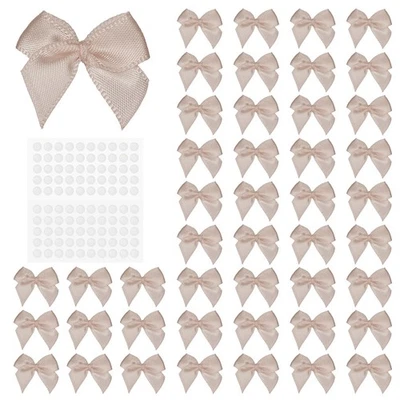 Mini Satin Ribbon Bows with Sticky Pads 1 Inch for DIY (200 Pack, Champagne) Foto 1 de 4
