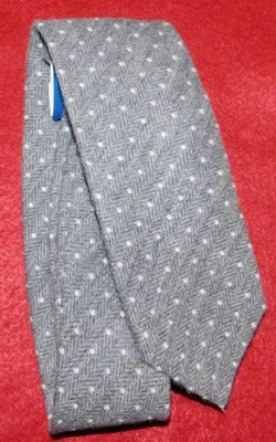 CORBATA HILDITCH & KEY HECHA EN ITALIA GRIS/BLANCO CACHEMIR/LANA/PUNTOS DE SEDA MOTIVO NUEVA CON ETIQUETAS. Foto 1 de 4