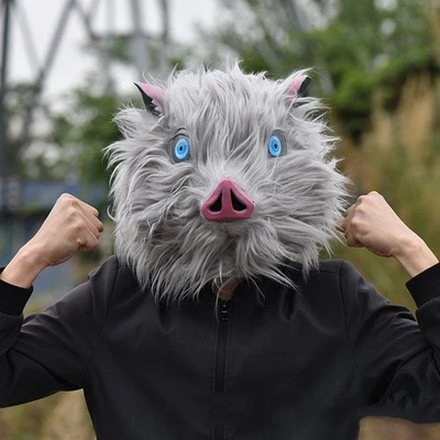 Demon Slayer: Kimetsu no Yaiba Hashibira Inosuke Plush Pig Head Mask Halloween - Image 1 of 4