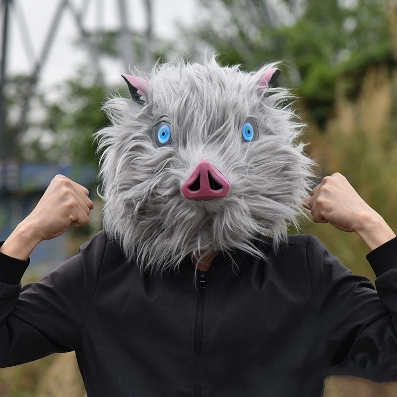 Demon Slayer: Kimetsu no Yaiba Hashibira Inosuke Plush Pig Head Mask Halloween - Image 1 of 4