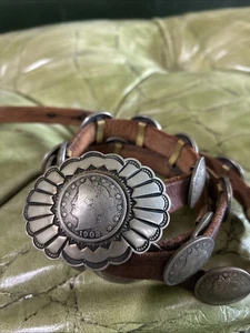 Vintage Navajo Los Plateros Santa Fe NM M Platero Concho Belt Liberty V Silver - Picture 1 of 11