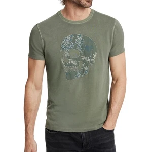 John Varvatos Men's Large Skull Embroidered Applique Crew T-Shirt Flagstone Grey - Picture 1 of 6
