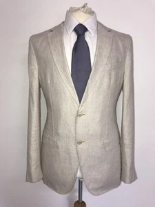 HUGO BOSS - VEGAN Slim Fit BEIGE 100% LINEN SUIT - 40 Reg - W34 L32 - WORN ONCE - Picture 1 of 11