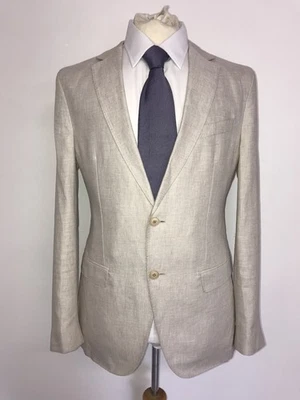 HUGO BOSS - VEGAN Slim Fit BEIGE 100% LINEN SUIT - 40 Reg - W34 L32 - WORN ONCE - Image 1 of 4