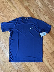 Nike Shirt Mens Medium Performance Hydroguard Swim Nessa586 UPF 40 Dri Fit Blue - Picture 1 of 5