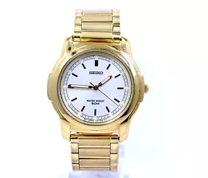 SEIKO V701 2170 3388 36mm 18K Gold Plated 50M Quartz Watch - Picture 1 of 9