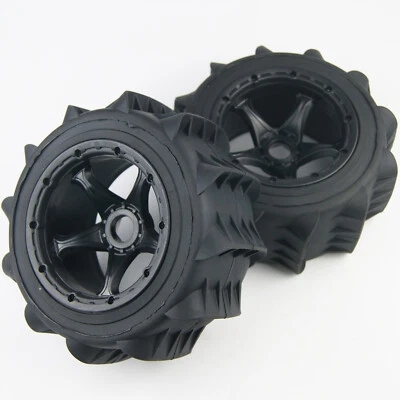 Rear Sand Tires Wheel Set Fit HPI Baja Buggy 5B 5T KM 190 X90mm 24mm Hex - Image 1 of 4