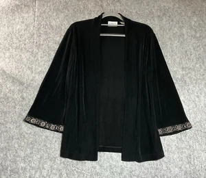 Chicos Travelers Pullover Damen 0 Small schwarz Perlen vorne offen Cardigan Kapsel - Bild 1 von 9