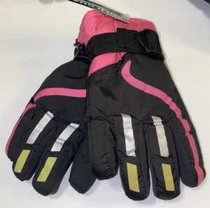 Ski Gloves Cold Guard Sizes L Girls Children's 4-16 Black&Pink New Free Shippin - Picture 1 of 2