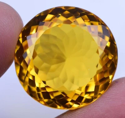 56.05 Ct Flawless Natural Mexico Yellow Opal Certified Round Cut Loose Gemstone - Image 1 of 4