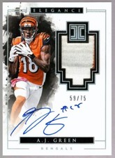AJ A.J. GREEN /75 BENGALS ON CARD AUTO JERSEY PATCH #1 2016 IMPECCABLE ELEGANCE