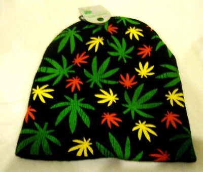 Rasta Verde Amarillo Rojo Marihuana MJ Hierba Multi Hojas Sombrero Gorra Estilo-¡Nuevo! Foto 1 de 3