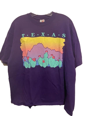 Camiseta De Colección Años 90 Texas Púrpura con Estampado Hinchado Desierto Talla XL Jerzees Foto 1 de 4