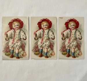3 Vintage 1897 Antique Hires Root Beer Soda Advertising Trade Cards Girl - Picture 1 of 13