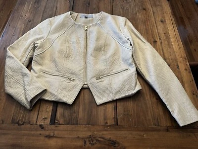 Chaqueta corta de moto Andrew Marc New York imitación cuero marfil talla XL vanguardista Foto 1 de 4