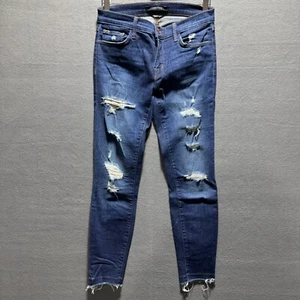 J Brand Cropped Distressed Jeans Women's 27 Blue Demen Trou - Picture 1 of 13