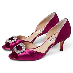 Tacones de satén Peep-Toe D'Orsay para mujer Nina (talla 10) - Imagen 1 de 3