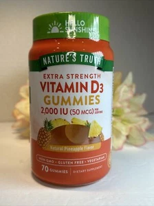 Nature’s Truth Vitamin D3 Gummies - Pineapple 50 mcg 2,000 IU Vegan 70ct Sealed - Picture 1 of 1