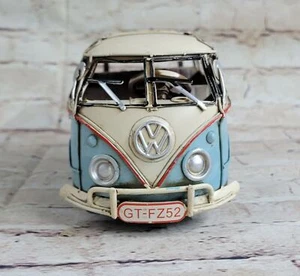 Jayland Handcrafted 1957 VW Deluxe Bus in Blue and white - Tinplate Model Figure - Picture 1 of 5