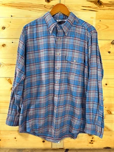 Woolrich camicia uomo taglia grande vintage blu a quadri con bottoni manica lunga - Foto 1 di 10