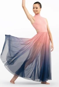 EUC Weissman Lyrical Dance Costume Petal Navy D13873 Small Adult Ombre - Picture 1 of 10