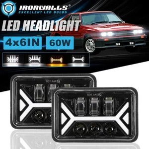 For Mercury Cougar Marquis 77-86 Pair 4x6" LED Headlight Hi/Lo Beam Turn Signal - Picture 1 of 12
