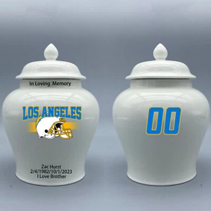 Keramik Medium Urne für Los Angeles Chargers Fußball Motiv, Wunschtext & Nummer - Bild 1 von 5