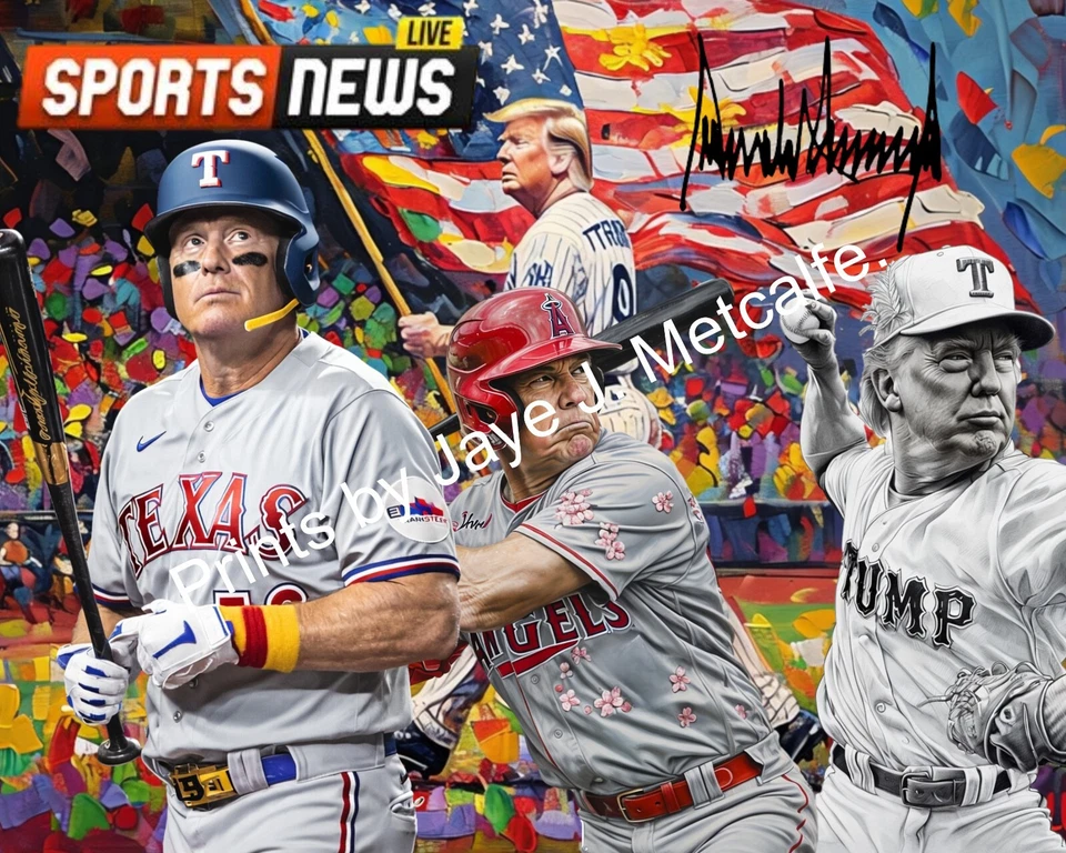 Donald Trump baseball one-of-a-kind 8X10 art Print 2025, ready-to-frame. - Imagem 1 de 4