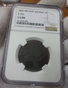 1803 Sm Date/Sm Fraction Draped Bust Large Cent S-253 NGC G-6 BN - Picture 1 of 7