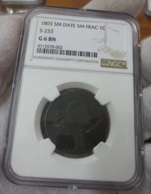 1803 Sm Date/Sm Fraction Draped Bust Large Cent S-253 NGC G-6 BN - Image 1 of 4