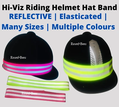 Elasticated Hi Viz Reflective Hat Head Band | Horse Riding Kids Adult Equestrian