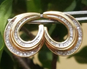 Beautiful Vintage Channel Baguette Round 14k earrings - Picture 1 of 10