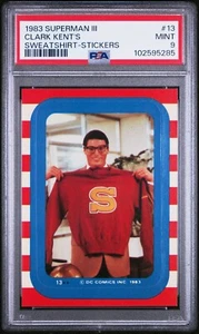 1983 Topps SUPERMAN III 3 #13 Sweatshirt SmallVil STICKER PSA 9 MINT Reeve POP 1 - Picture 1 of 2