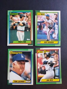 1990 Topps baseball box bottom X4 different cards. Rice/Gooden. READ - Bild 1 von 2