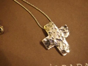 SILPADA OXIDIZED 925 Sterling Silver HAMMERED CROSS PENDANT NECKLACE N0732 - Picture 1 of 12
