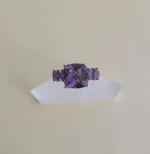 Amethyst Platinum Over 925 Sterling Silver Ring (Size 10) 8.50 CTS - Picture 1 of 4