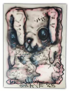 HAPPY GRAVE original LARGE PAINTING art horror macabre contemporary PSYCH BUNNY - Picture 1 of 4