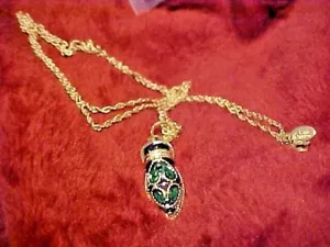 JOAN RIVERS COLORFUL ENAMELED SLIPPER GREEN RED BLACK GOLD 28"GOLD TONE NECKLACE - Picture 1 of 5