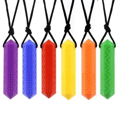 6PCS Sensory Chew Necklace Silicone Chewelry Autism ADHD Oral Motor Teether Toys - image 1 of 4