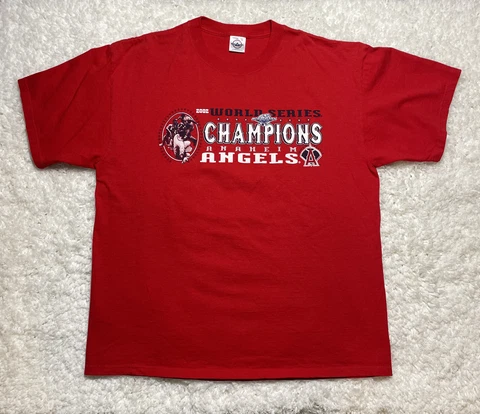Anaheim Angels Shirt Mens Extra Large Red 2002 World Series Champions MLB Cover