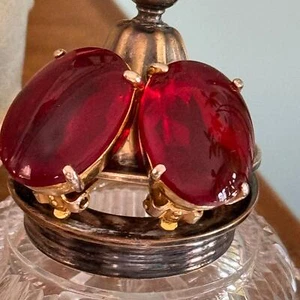 Vintage Elsa Schiaparelli Ruby Red Glass Earrings - Picture 1 of 8